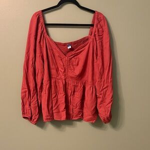 Women's mauve peasant Long Sleeve Top